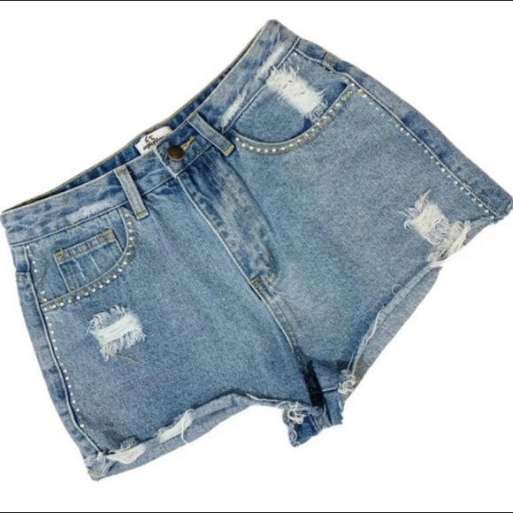 Revolve superdown High-waisted Rhinestone Shorts - Picture 2 of 2